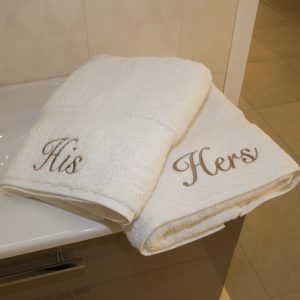 Embroidered Guest Towels. Production under consultation. Illustrative photo.