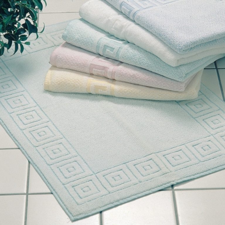 Terry Bath Mat With Jacquard Border. Production under consultation. Illustrative photo. TeamStone